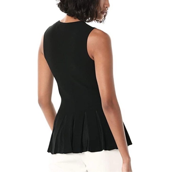 Theory Large Pleated Peplum Top Sleeveless Prosecco Black - Picture 4 of 12